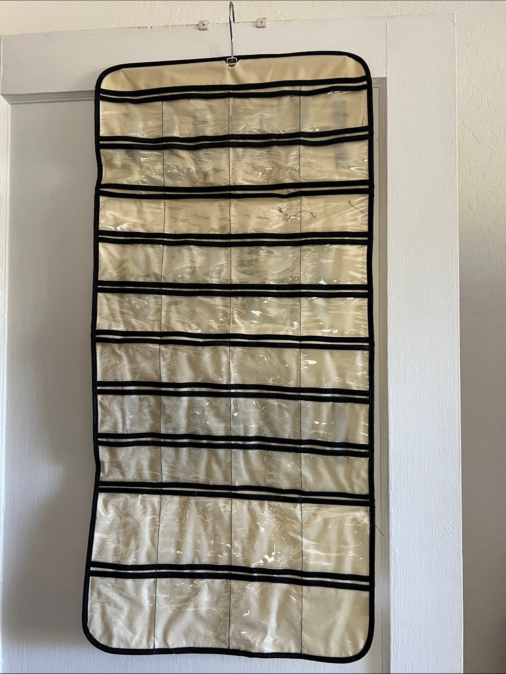 Over-the-Door Jewelry Organizer in Cream with Black Trim